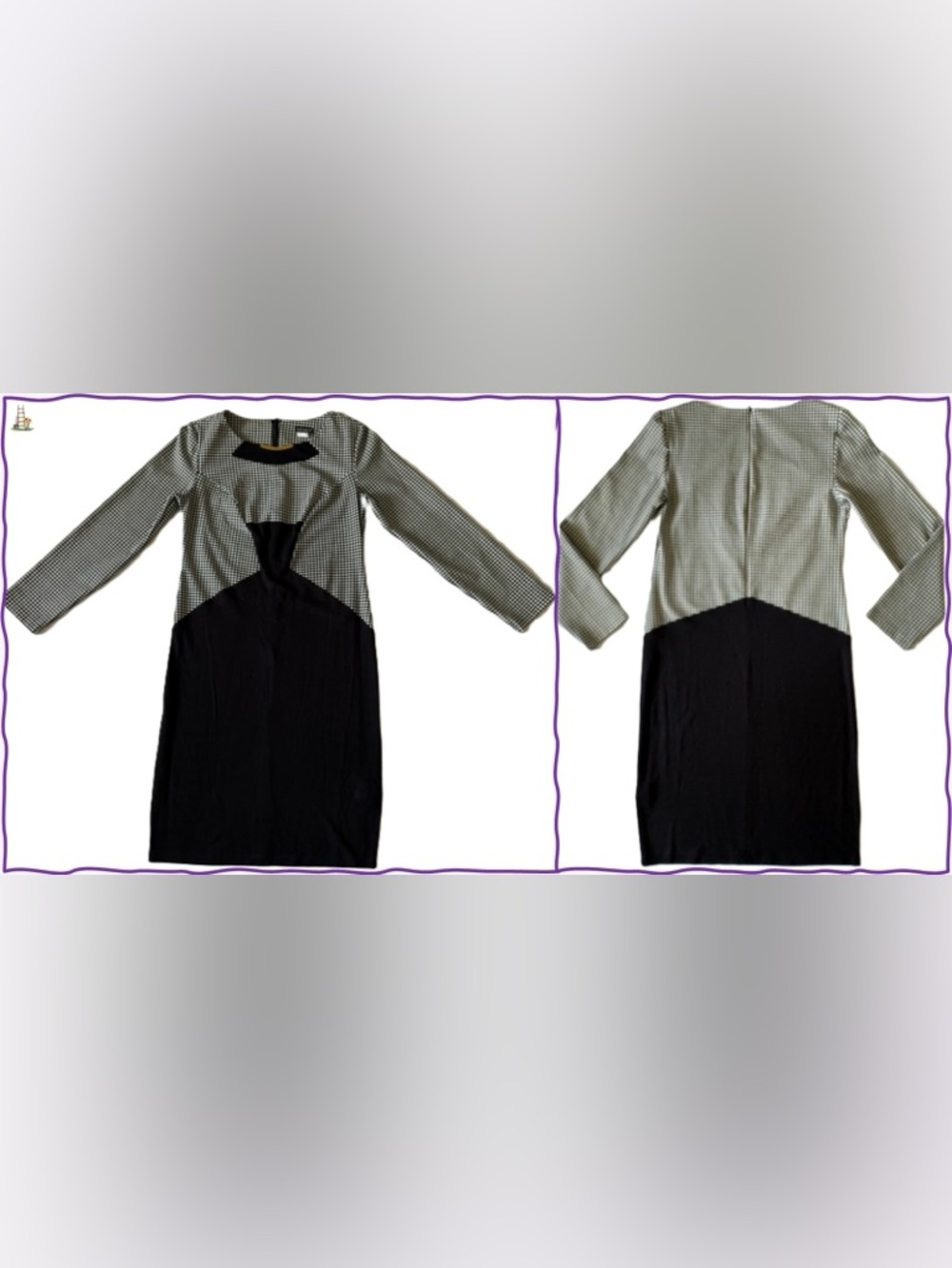 Venus Classic Black and White Colorblock Sheath Dress